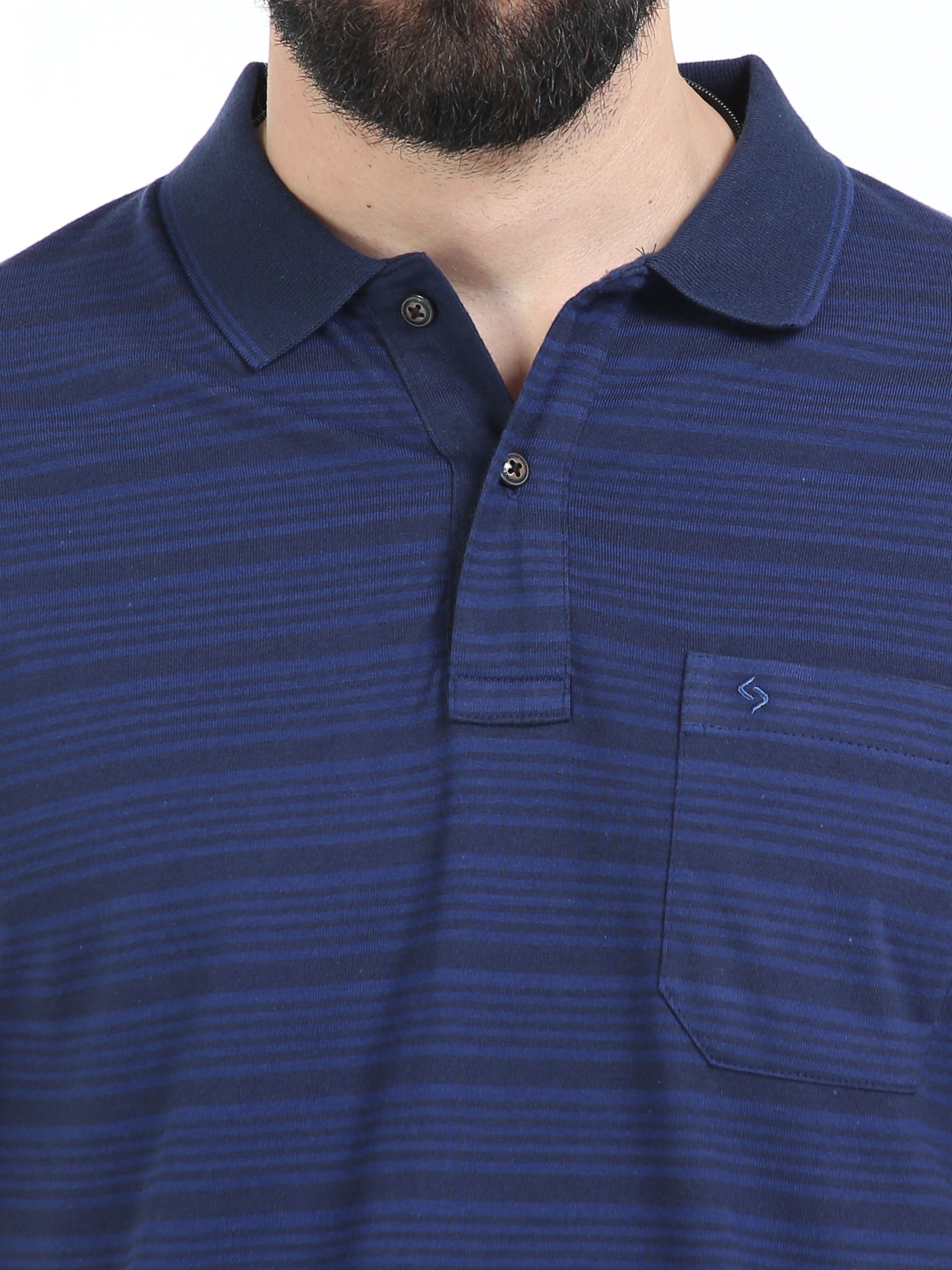 Classic Polo Mens Cotton Half Sleeves Striped Authentic Fit Polo Neck Navy Color T-Shirt | Feeders-240 A Af P