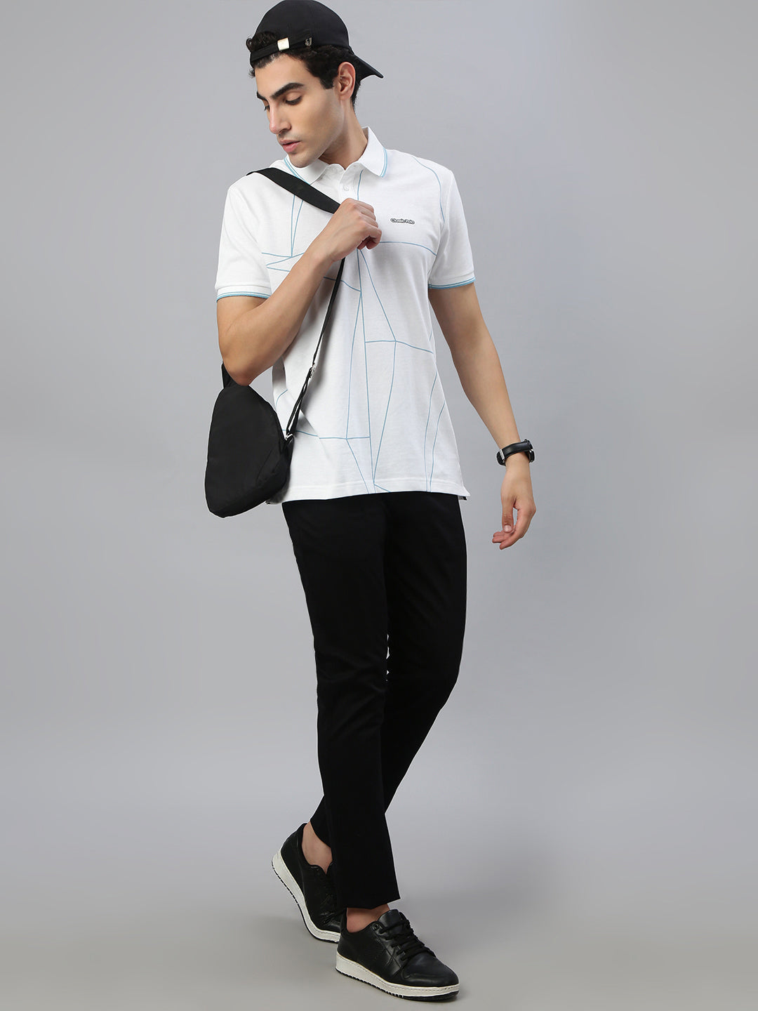 Classic Polo Men's Half Sleeve White Polo Neck Slim Fit Printed T-Shirt||RAY POLO - 02 A SF P