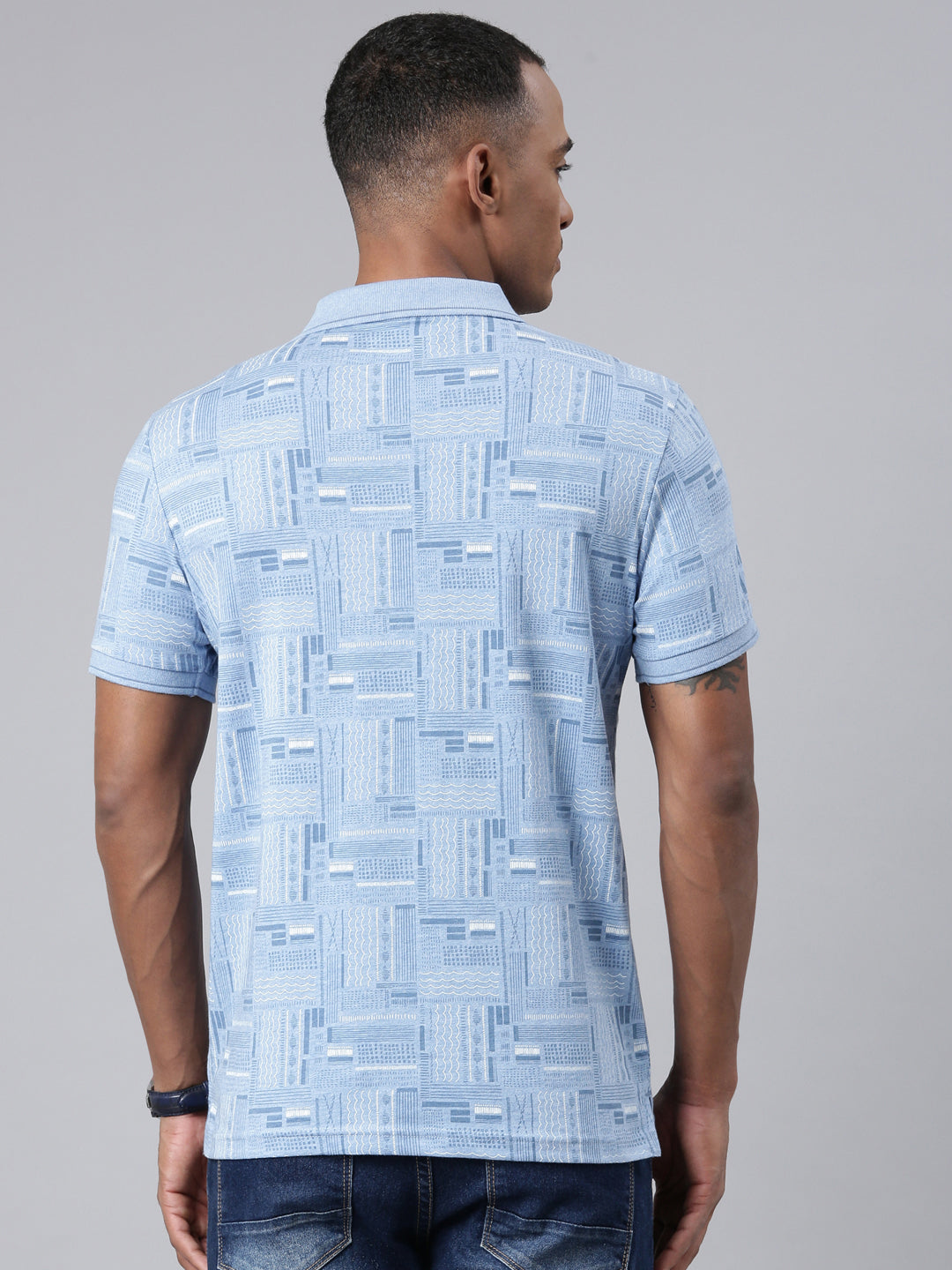 Classic Polo Mens Aop Lt.Blue Polo Neck Slim Fit T-Shirt | BELLO - 273 A SF P