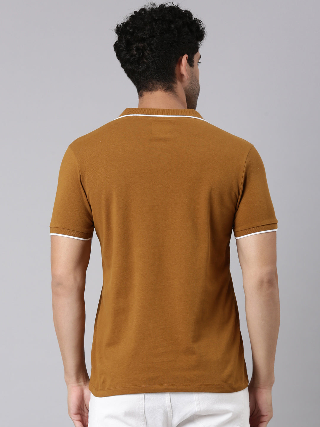 Classic Polo Men's Half Sleeve Mustard Polo Neck Slim Fit Solid Cotton Blend T-Shirt | RAVE POLO - 02 A SF P