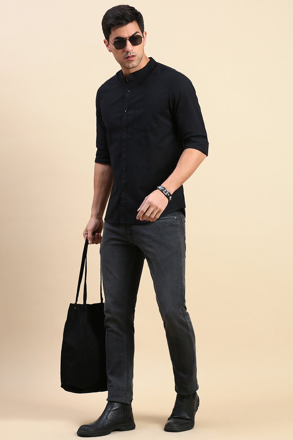 Classic Polo Men's Dark Grey Slim Fit Solid Denim | MEZCLILLA-D.GREY-SK