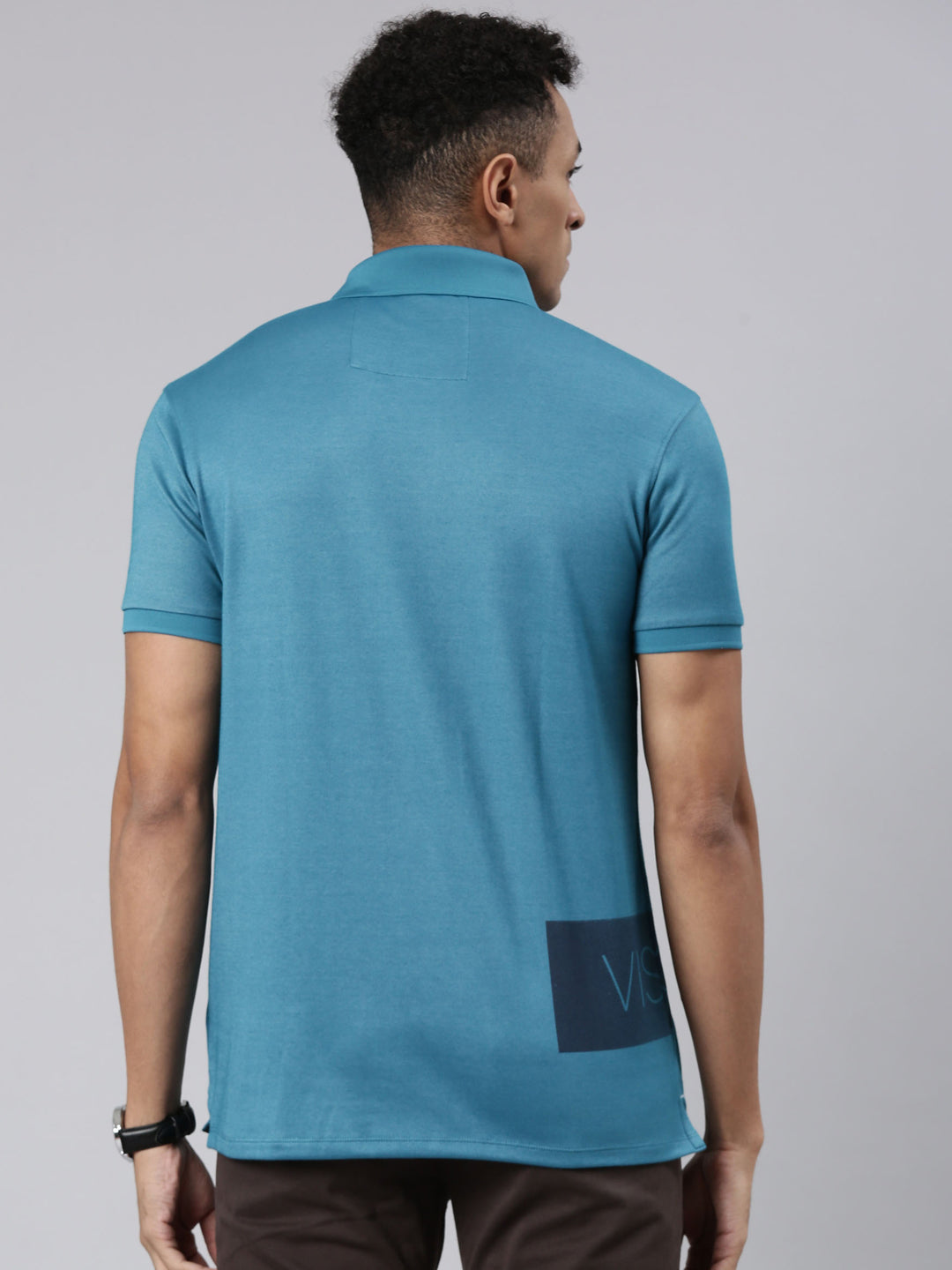 Classic Polo Men's Half Sleeve Teal Polo Neck Cotton Blend Slim Fit T-Shirt | VIVID POLO - 36 B SF P