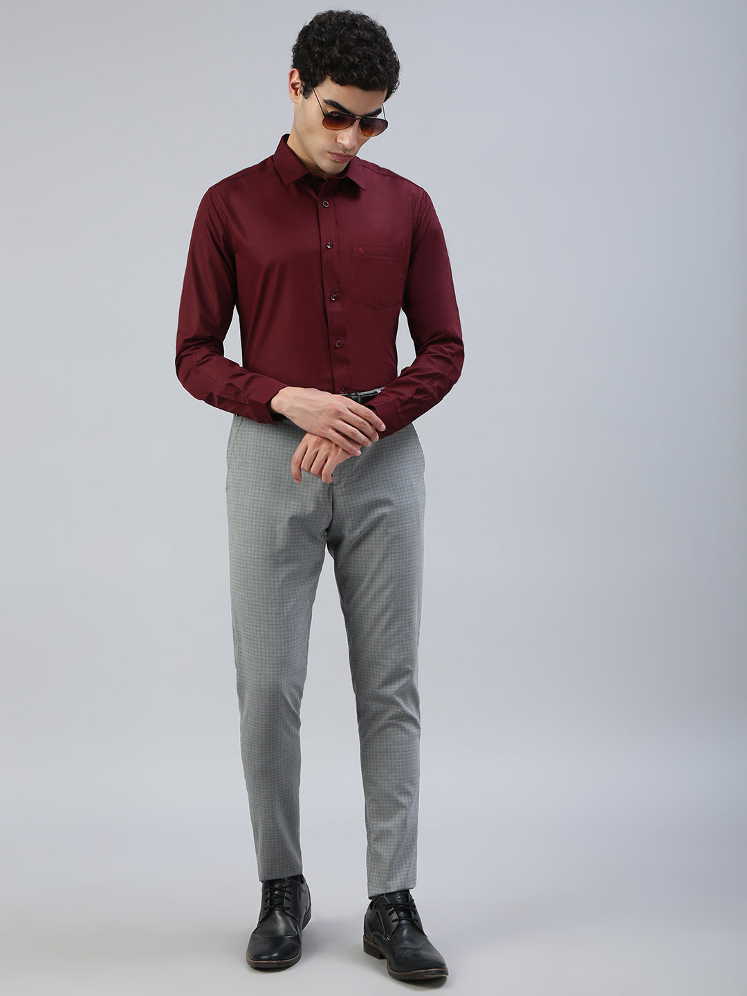 Classic Polo Men's Full Sleeve Burgundy Polo Neck Slim Fit Solid Shirt||TOY-NEXGEN-MAROON SF FS
