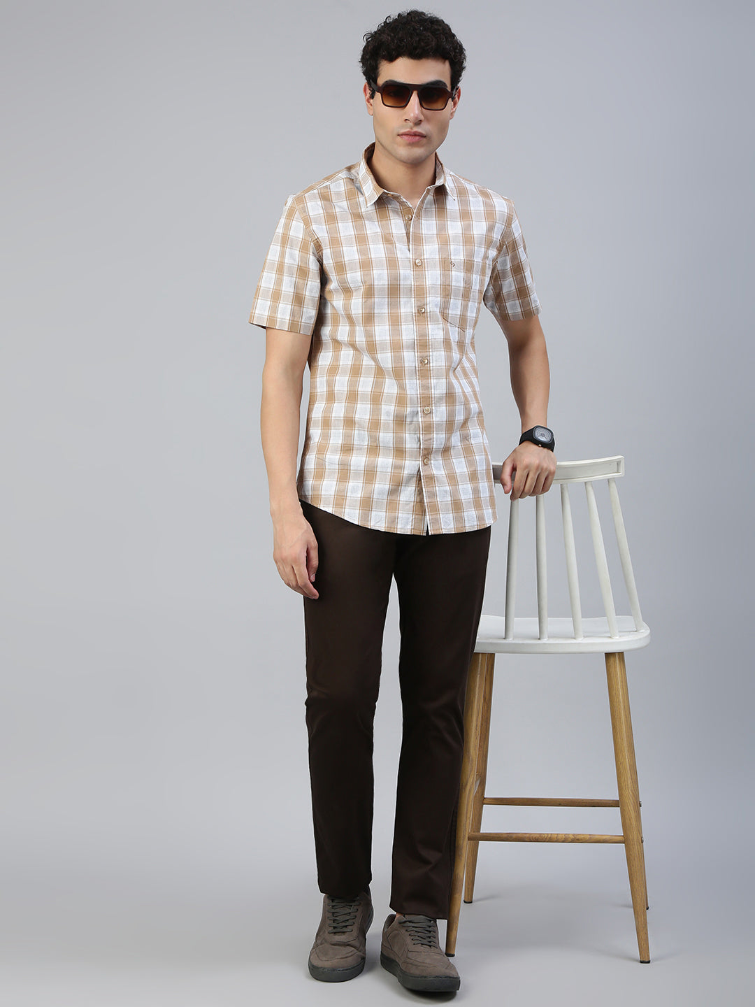 Classic Polo Men's Dark Brown Moderate Fit Solid Casual Trouser||TQ1-CL-31 A-BRW-MF-LY