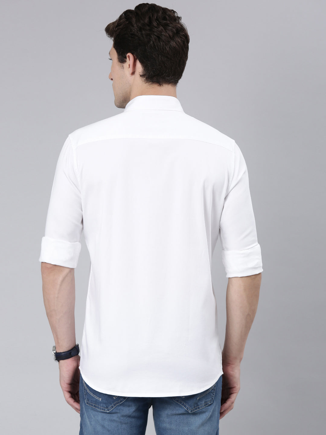 Classic Polo Men's Full Sleeve White Polo Neck 100% Cotton Slim Fit Shirt | SP2-EL-03 B-FS-SLD-SF