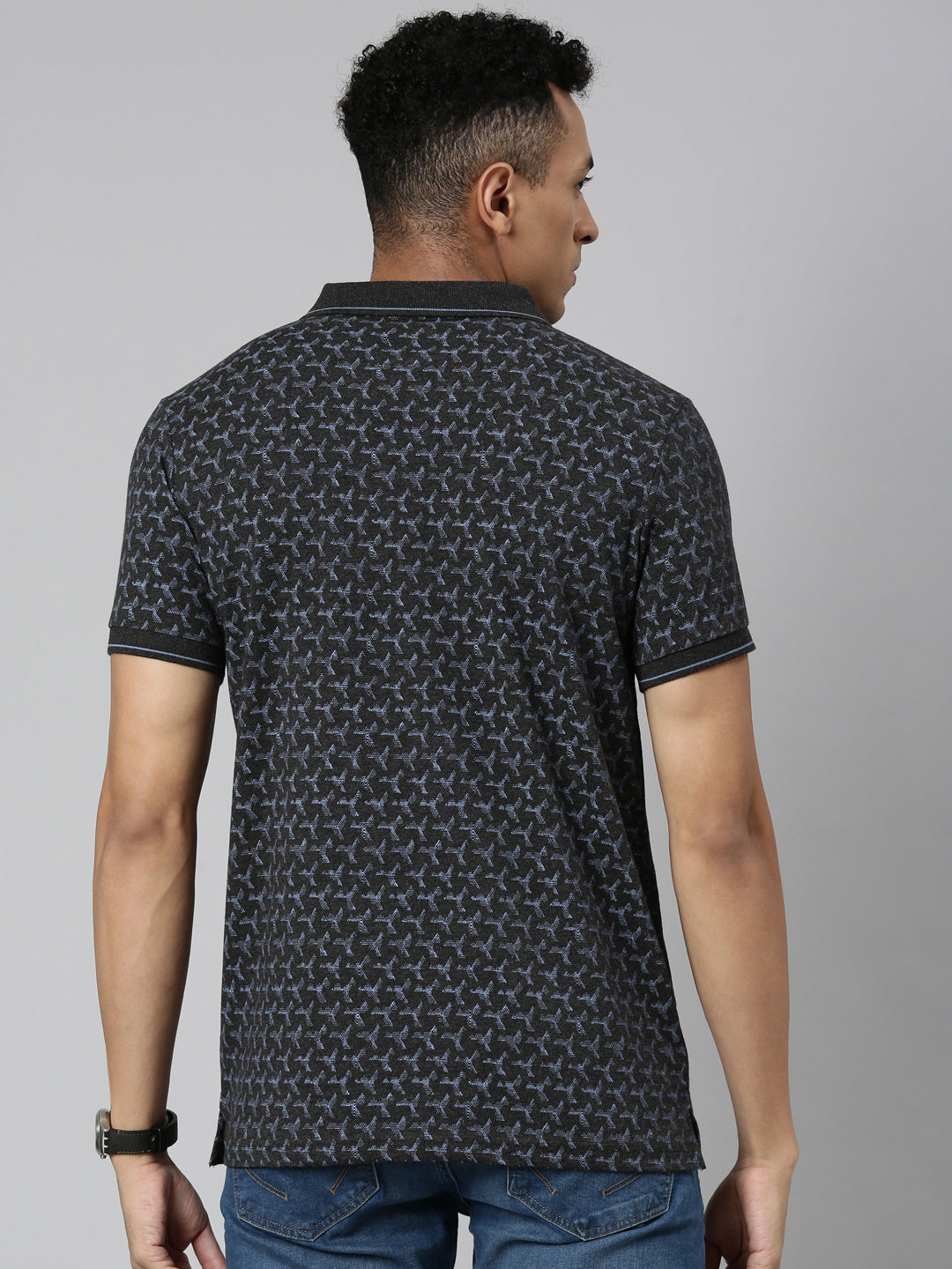 Classic Polo Men's Polo Neck Cotton Black Slim Fit Printed T-Shirt | BELLO-269 B SF P