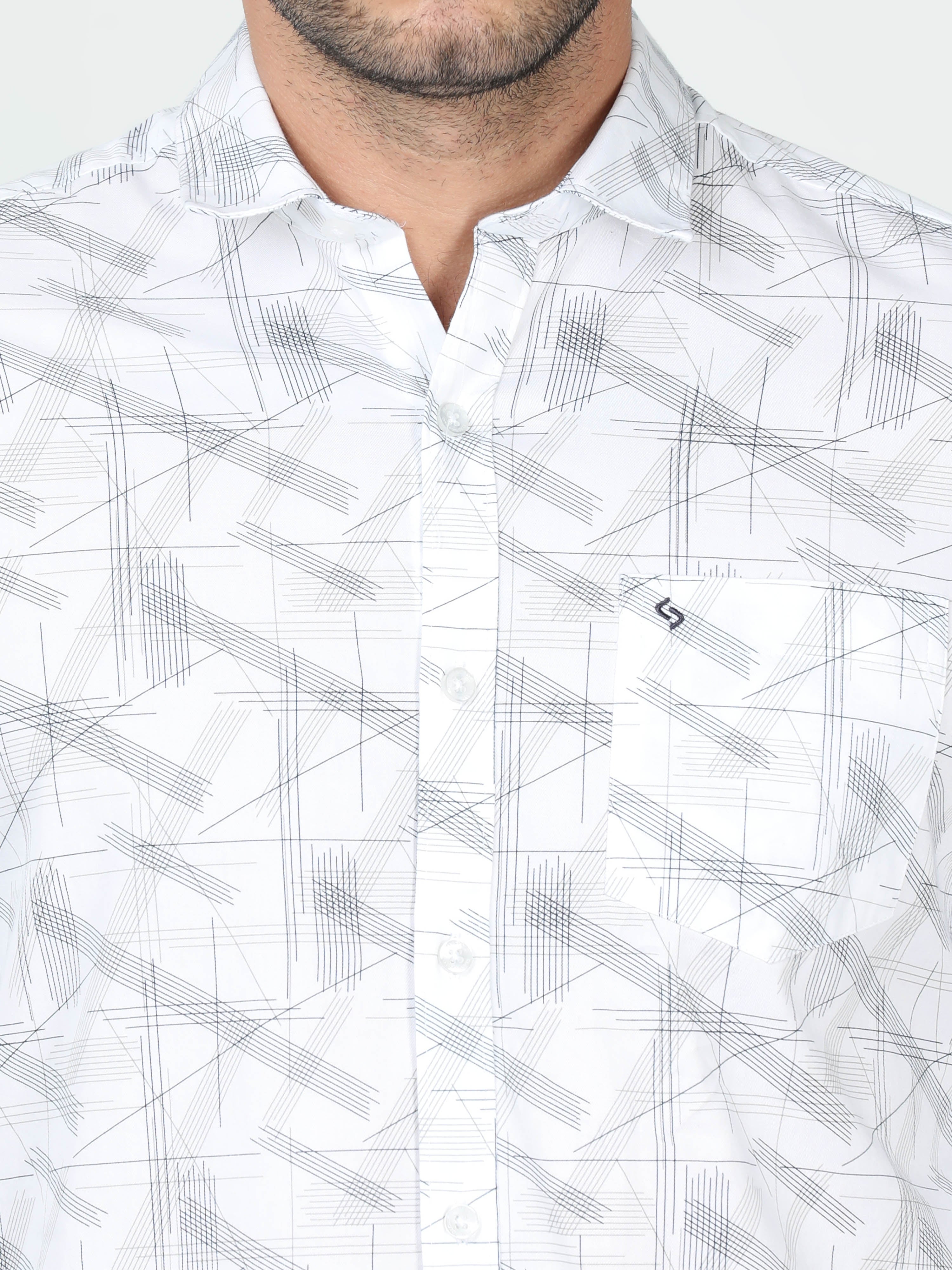Classic Polo Mens Cotton Full Sleeve Slim Fit Polo Neck White Color Woven Shirt | So1-10 A-FS-PRT-SF