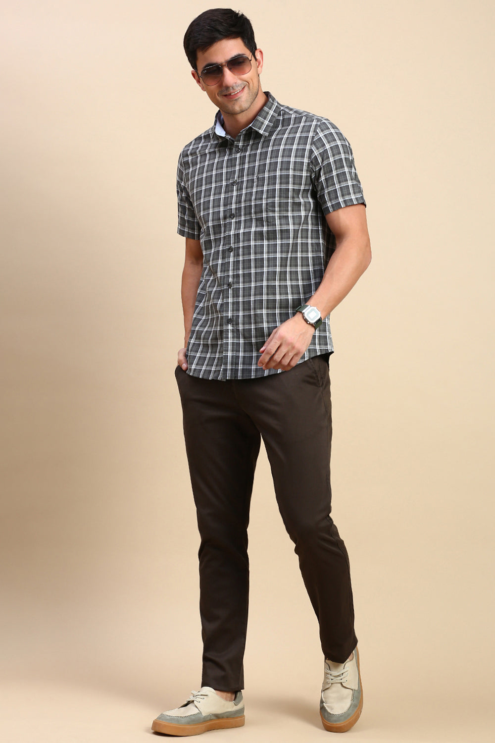 Classic Polo Men's Dark Olive Slim Fit Solid Trouser | TP2-EL-01 C-OLV-FR-LY