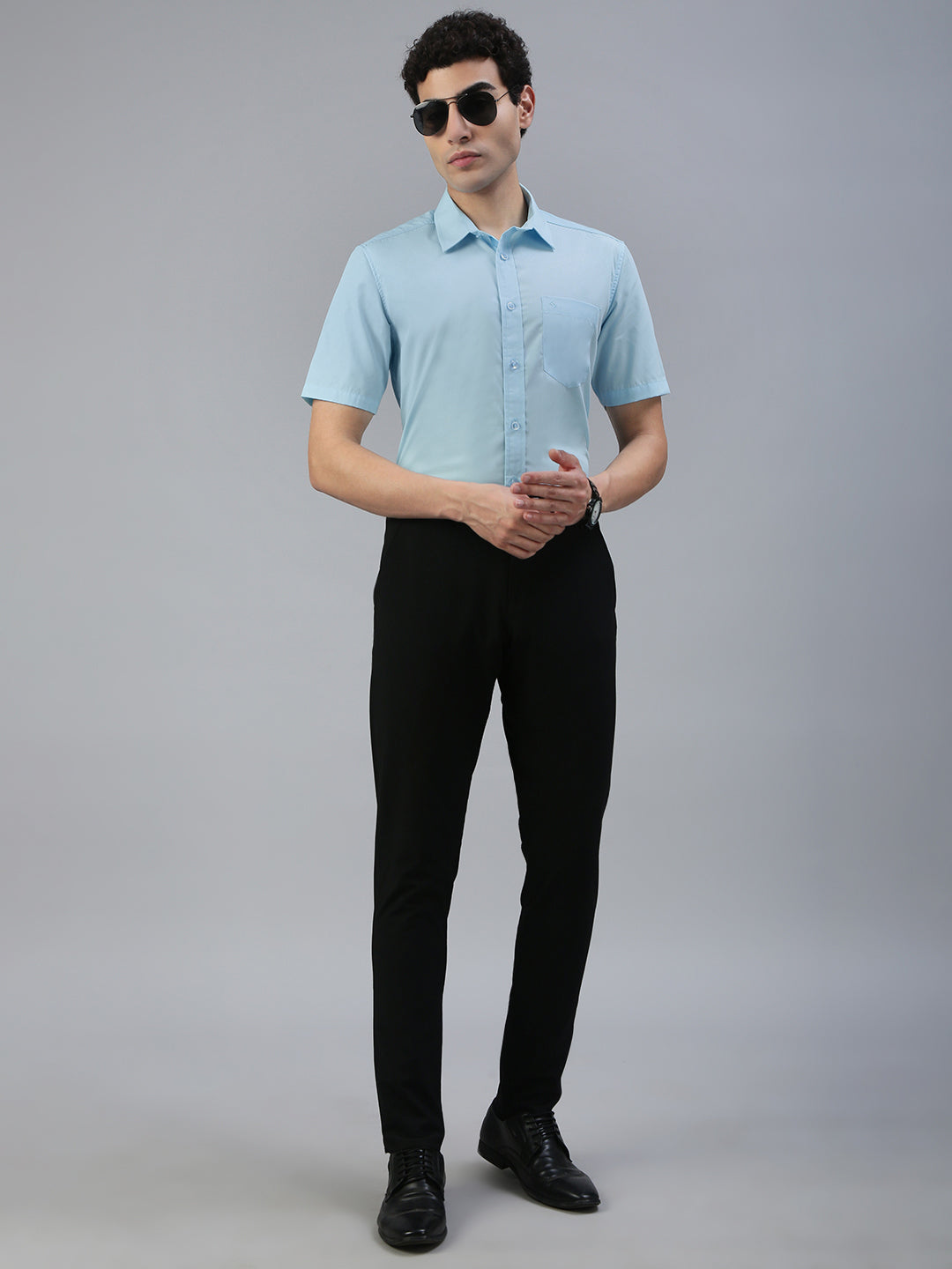 Classic Polo Men's Half Sleeve Lt.Blue Polo Neck Slim Fit Solid Shirt||TOY-NEXGEN-AQUA SF HS