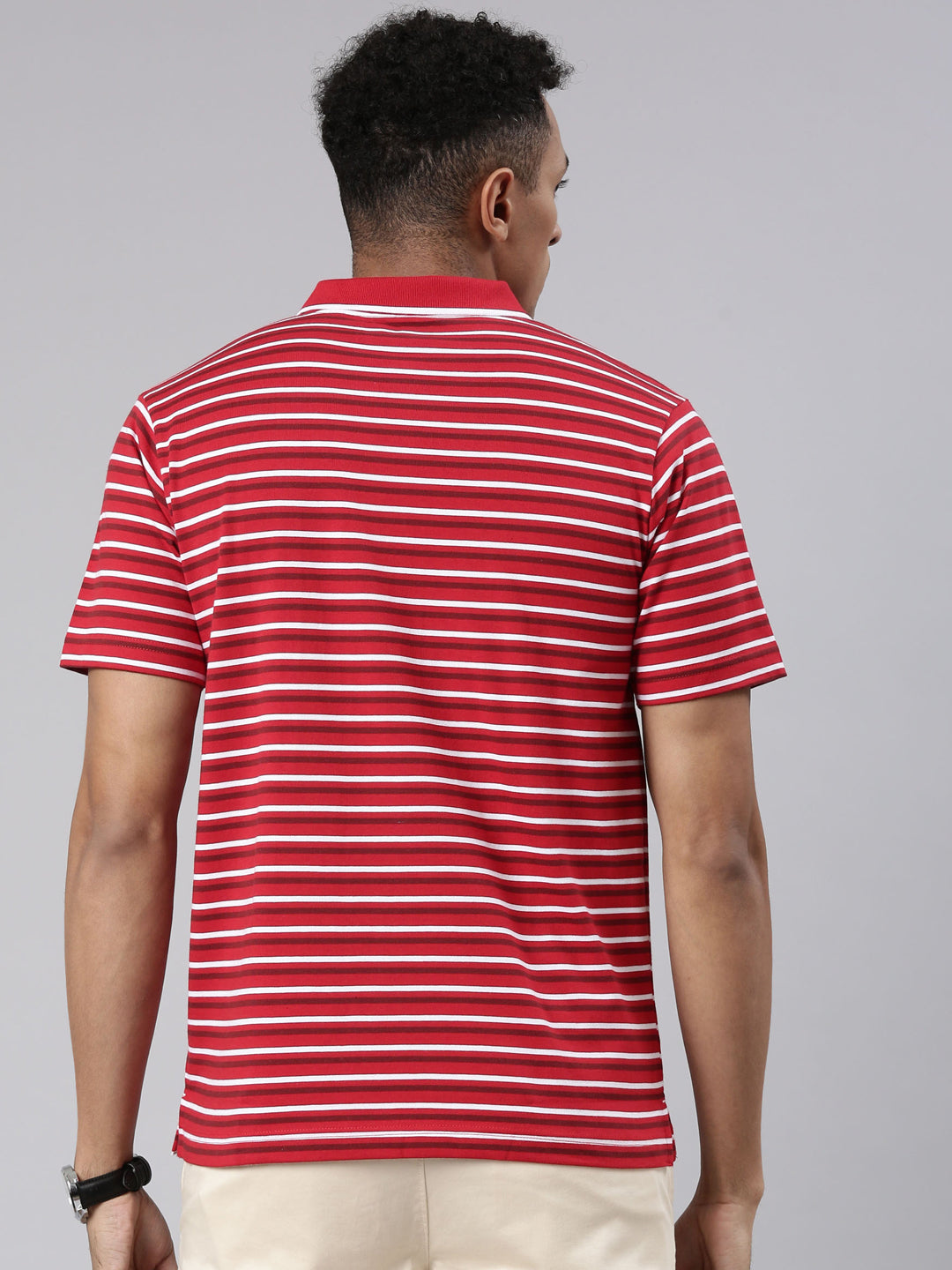 Classic Polo Men's Half Sleeve Red/White Polo Neck Cotton Blend Authentic Fit T-Shirt | FEEDERS - 259 A AF P