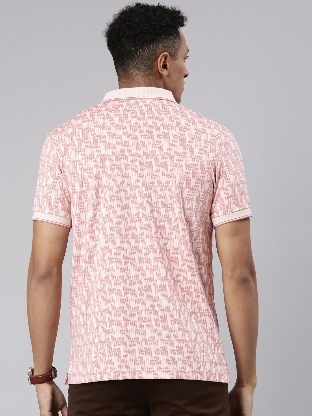 Classic Polo Men's Half Sleeve Peach Polo Neck Cotton Blend Slim Fit T-Shirt | BELLO - 304 A SF P