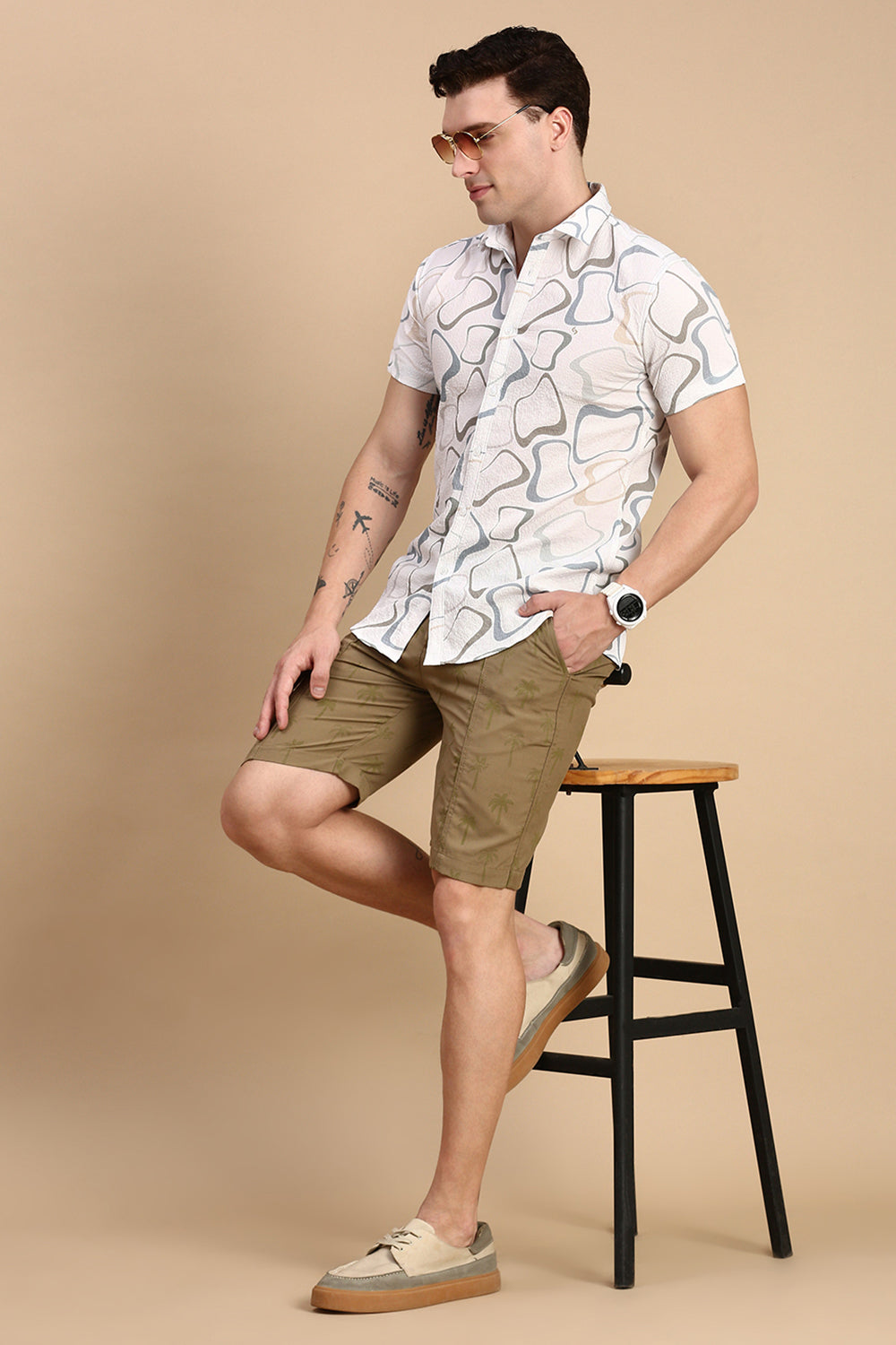 Classic Polo Men's Half Sleeve Multi Polo Neck Slim Fit All Over Print Shirt | SP2-GN-06 B-HS-PRT-BSL