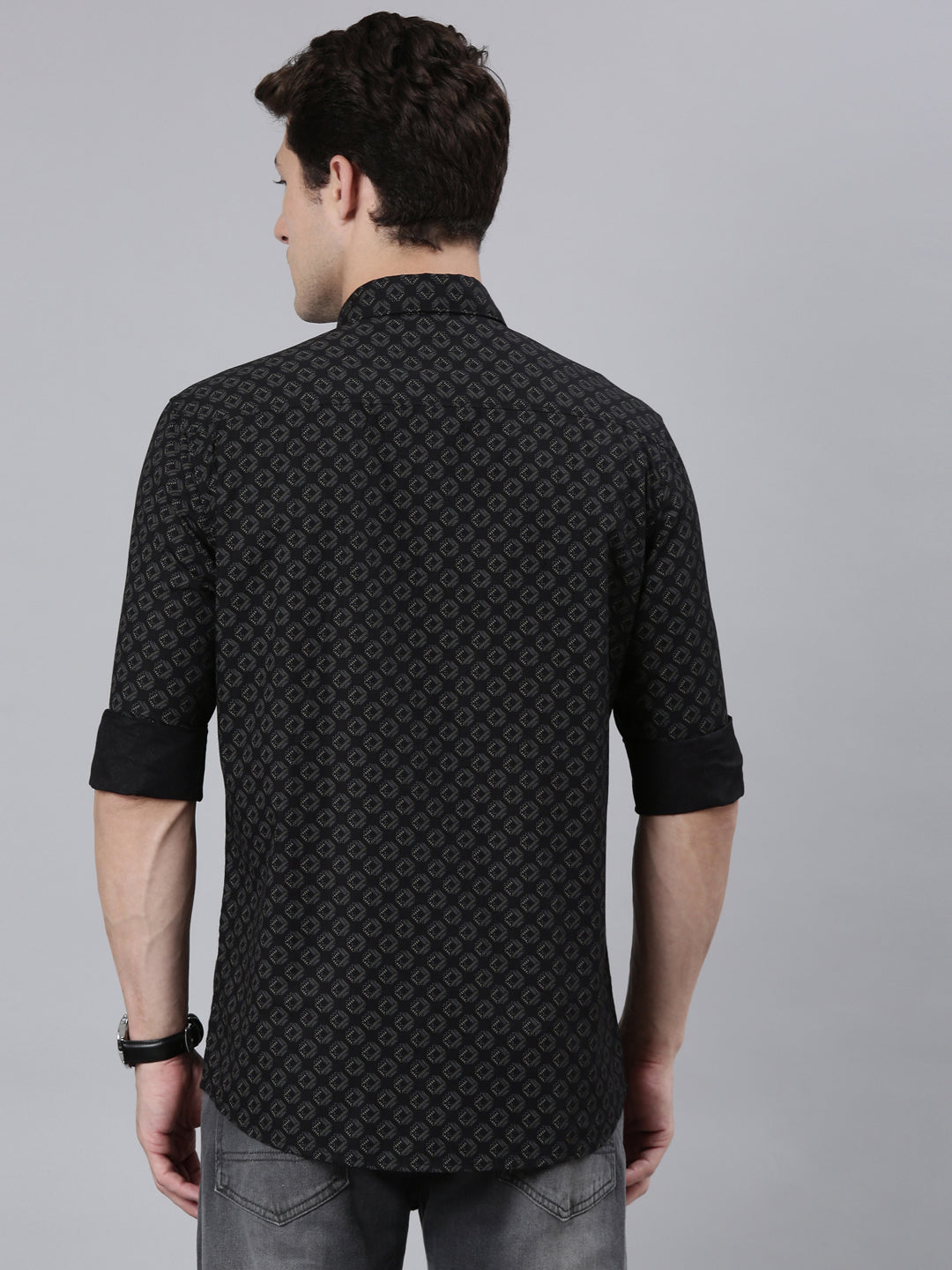 Classic Polo Men's Full Sleeve Black Polo Neck 100% Cotton Slim Fit Shirt | SP2-CL-57 A-FS-PRT-SF