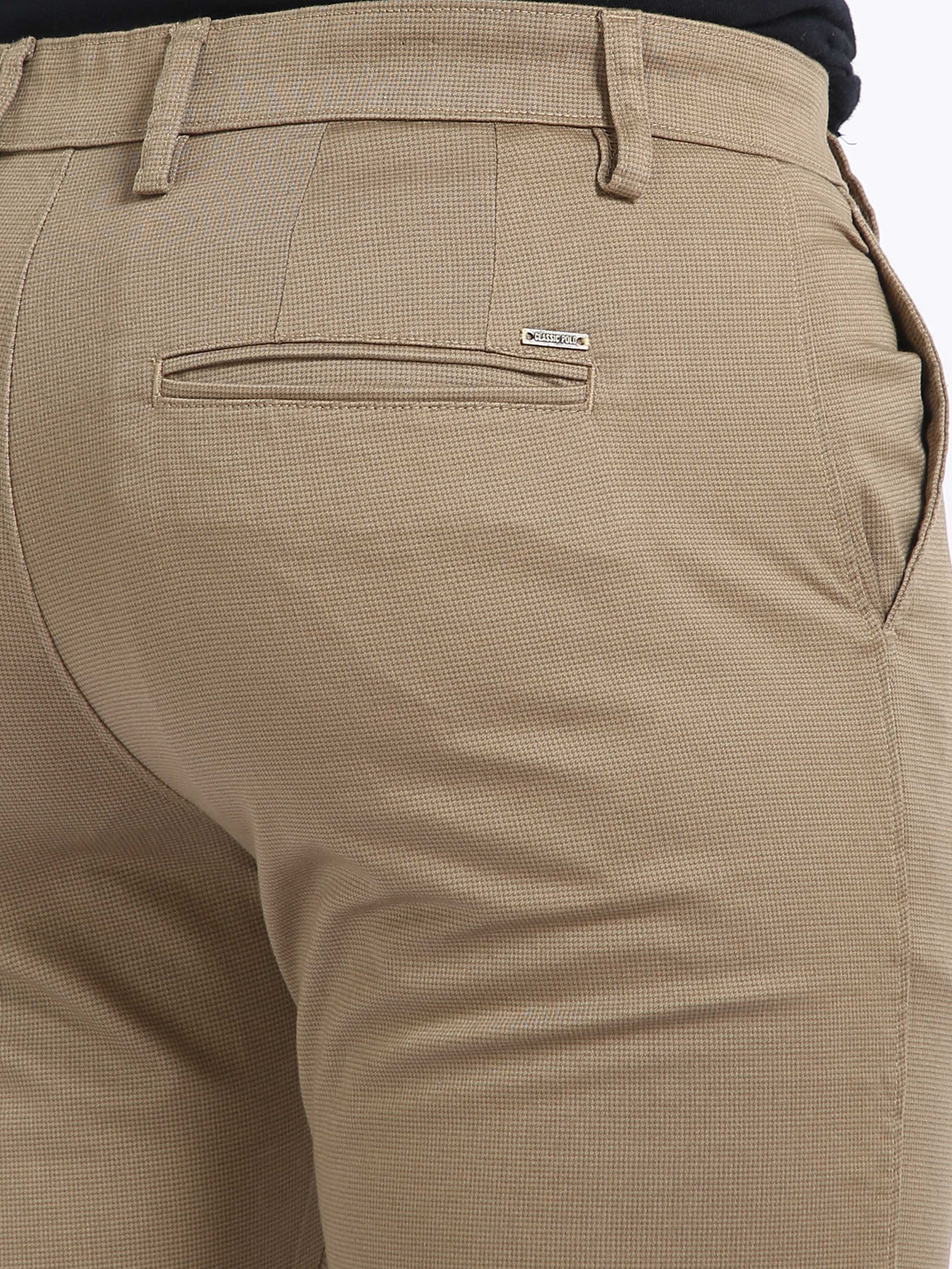 Classic Polo Mens Moderate Fit Solid Khakhi Color Trousers | To2-21 D-Kha-Mf-Ly