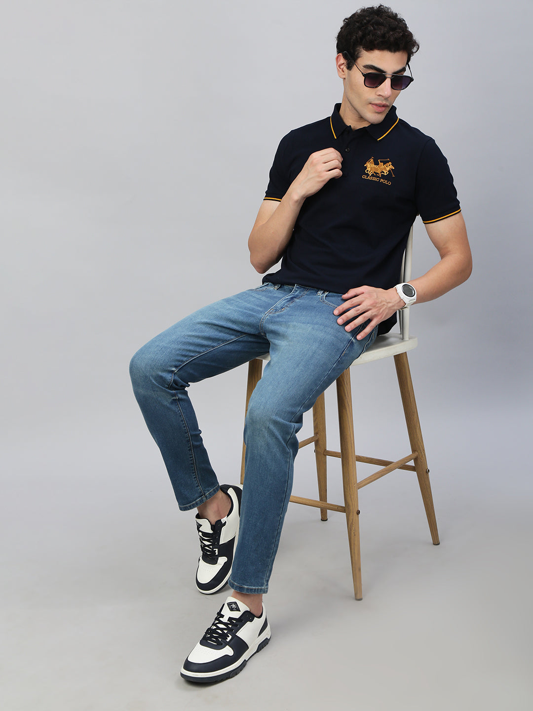 Classic Polo Men's Half Sleeve Black Polo Neck Slim Fit Embroidery T-Shirt||GEN-X-POLO 38 B SF P