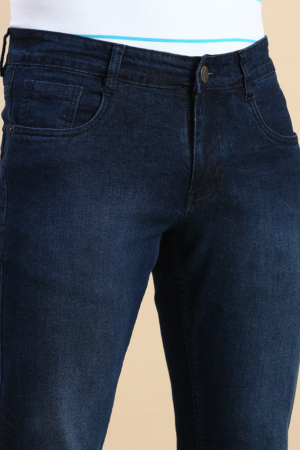 Classic Polo Men's Navy Blue Slim Fit Solid Jeans | DAZVIK-NVY-SK