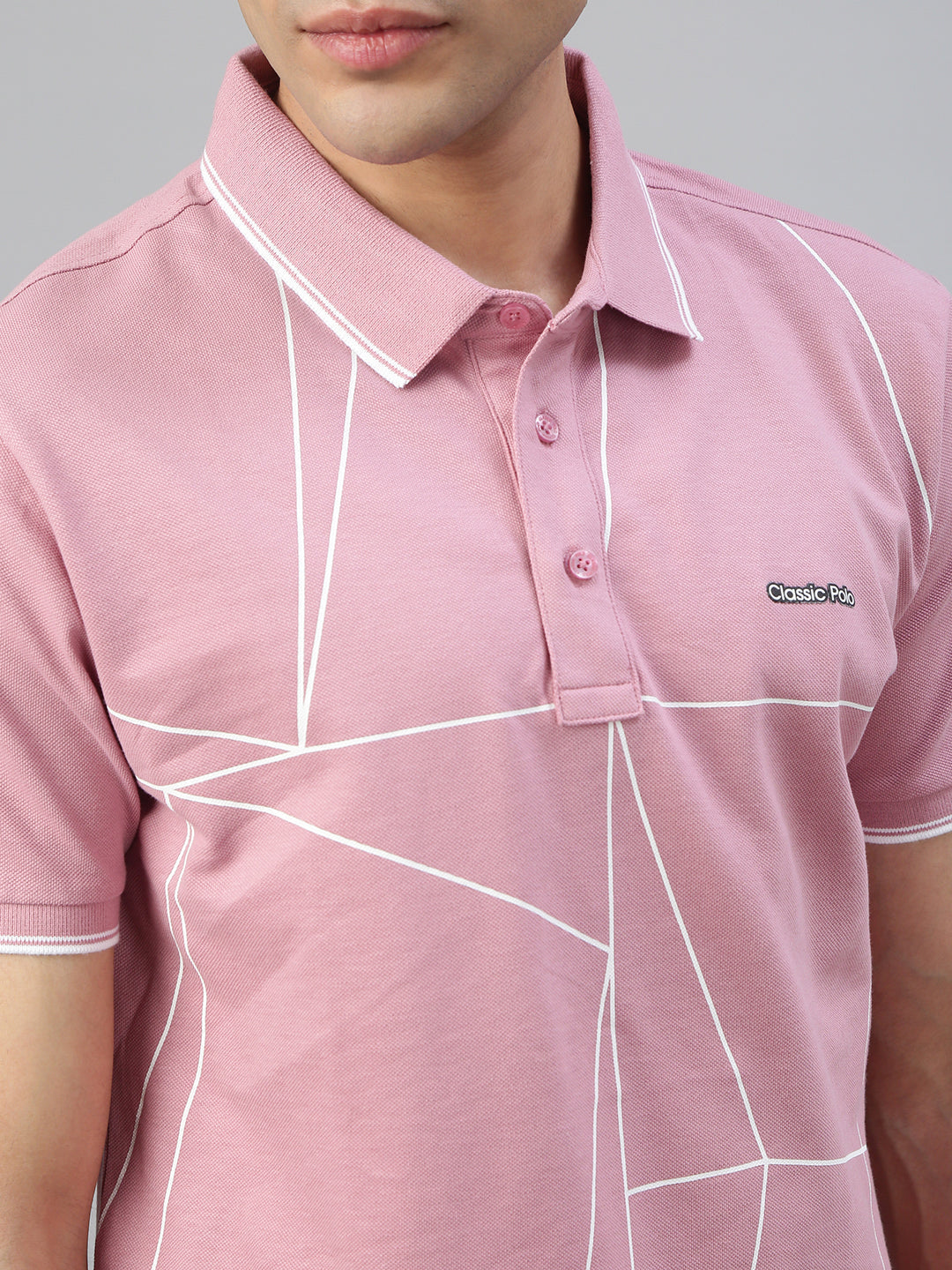 Classic Polo Men's Half Sleeve Dark Pink Polo Neck Slim Fit Printed T-Shirt||RAY POLO - 02 B SF P