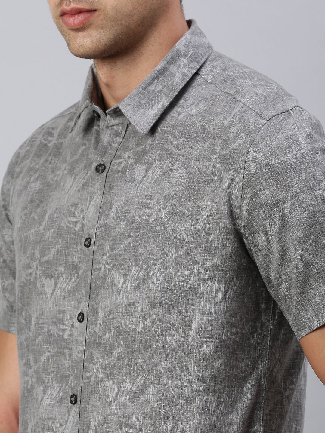 Classic Polo Men's Half Sleeve Charcoal Grey Slim Fit Printed Casual Shirt | SP2-EL-17 A-HS-PRT-SF