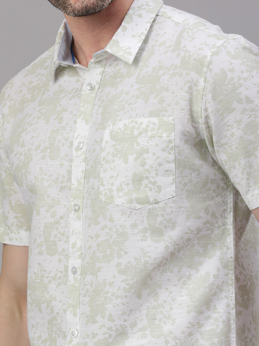 Classic Polo Men's Half Sleeve Lt.Green/White Polo Neck Slim Fit All Over Print Casual Shirt||SQ1-CL-09 B-HS-PRT-SF