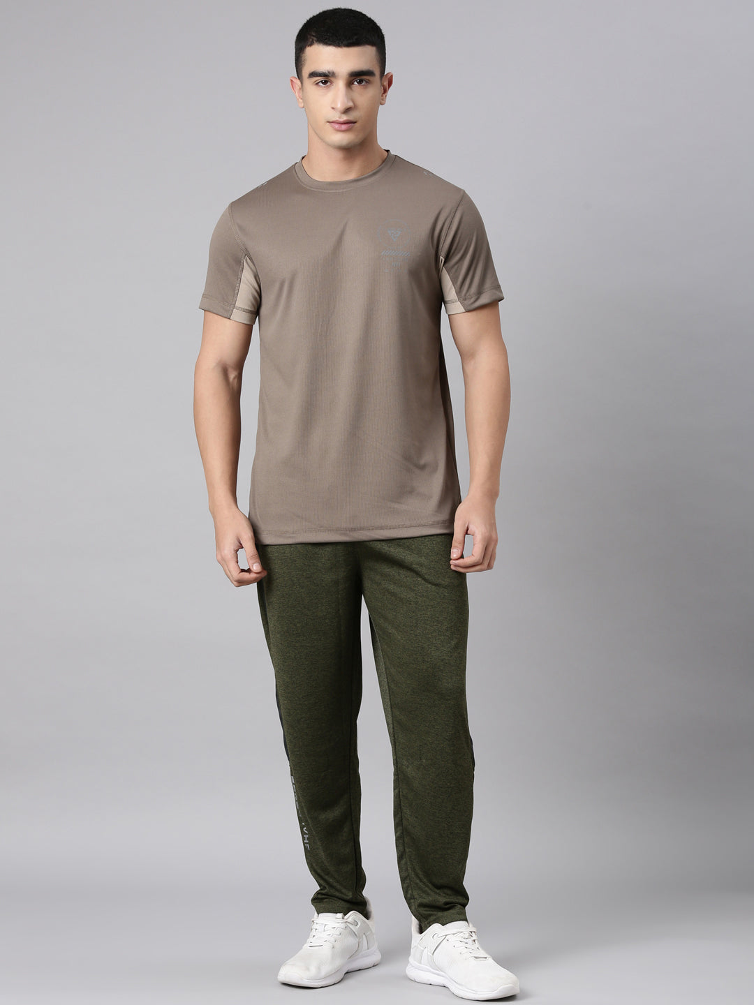 Classic Polo Men's Half Sleeve Brown Crew Neck Slim Fit Printed Polyester Active Wear T-Shirt | CP-SPZ-02 A SF C