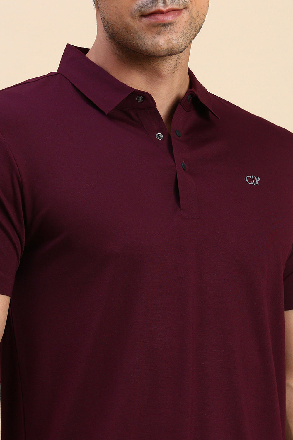 Classic Polo Men's Half Sleeve Burgundy Polo Neck Slim Fit Solid T-Shirt | UNICO - 127 SF P
