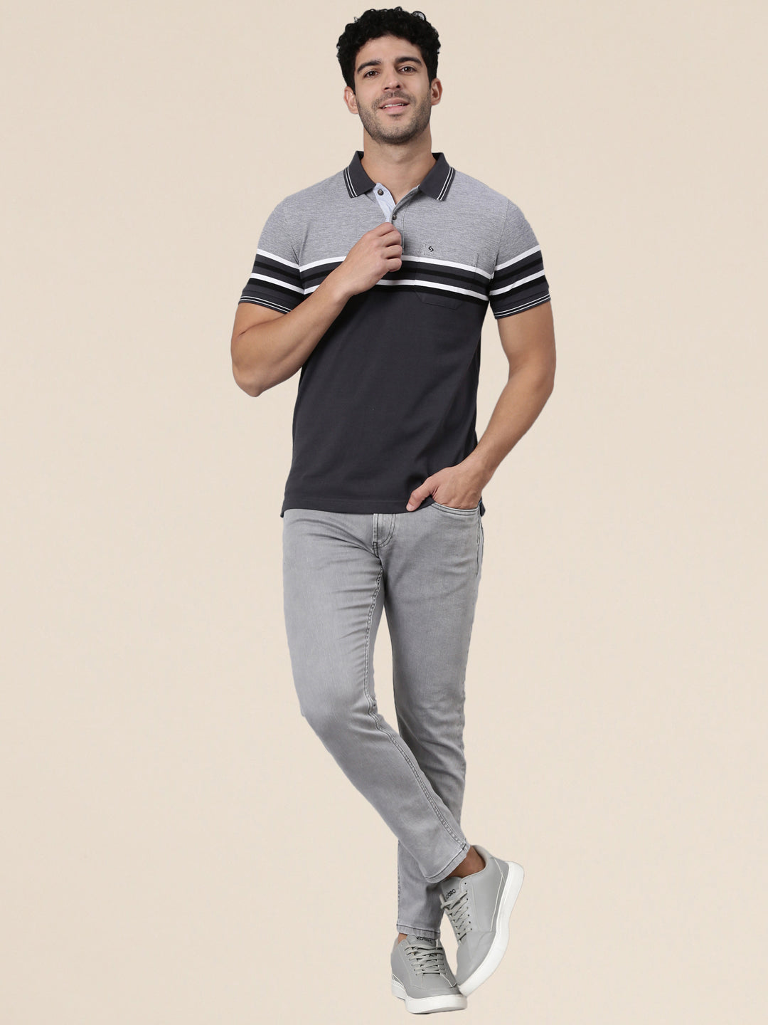 Classic Polo Men's Half Sleeve Multicolor Polo Neck Slim Fit Colorblock Cotton Blend T-Shirt | VTA - 333 B SF P