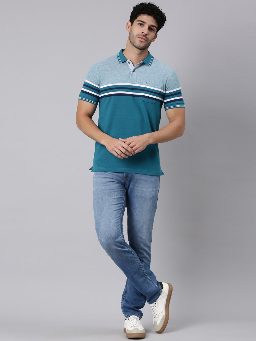 Classic Polo Men's Half Sleeve Multicolor Polo Neck Slim Fit Colorblock Cotton Blend T-Shirt | VTA - 333 A SF P