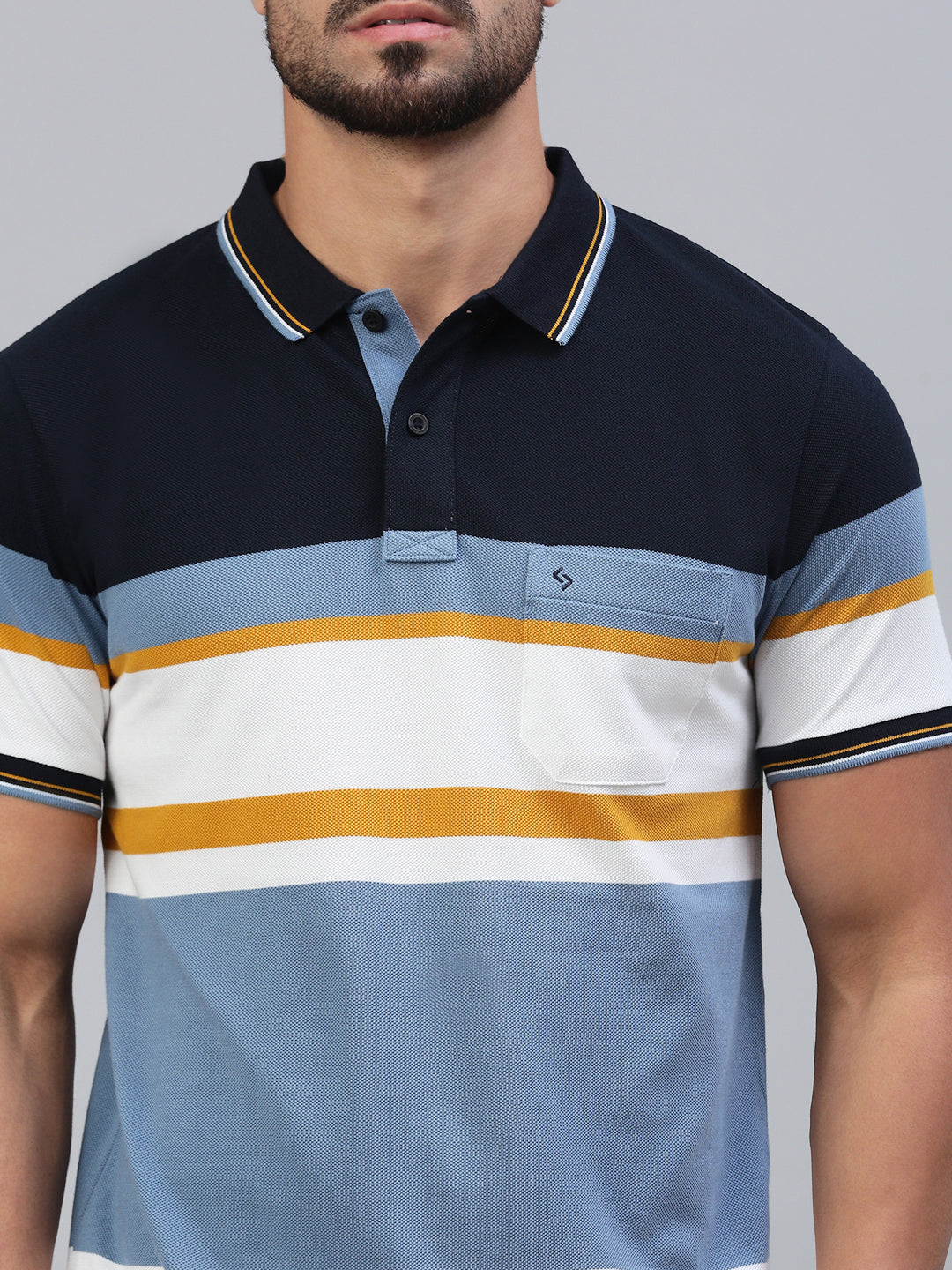Classic Polo Men's Half Sleeve Multicolor Polo Neck Slim Fit Striped T-Shirt||VTA - 294 A SF P