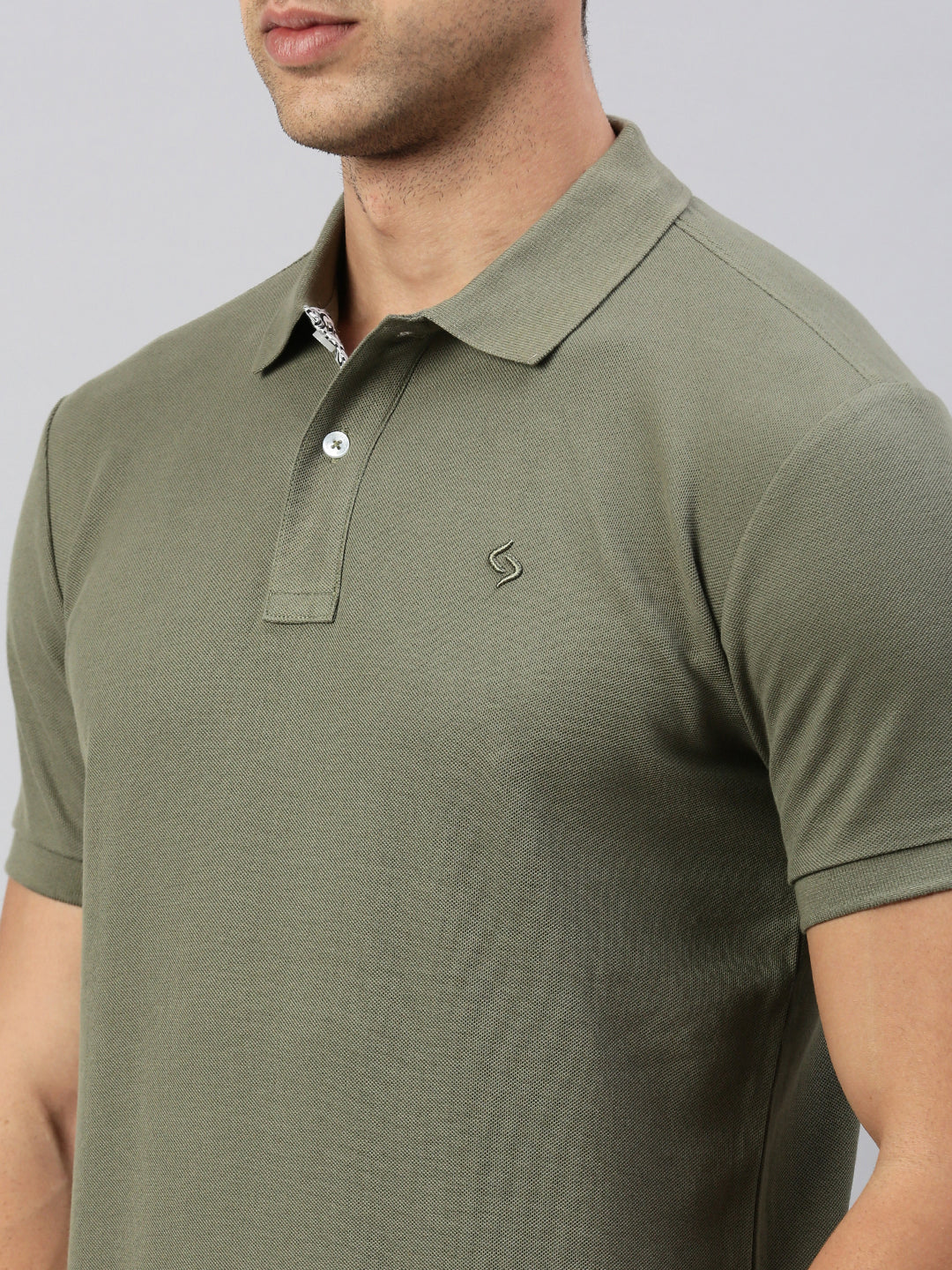 Classic Polo Men's Half Sleeve Olive Green Polo Neck Cotton Slim Fit T Shirt | PRM - 801 A SF P