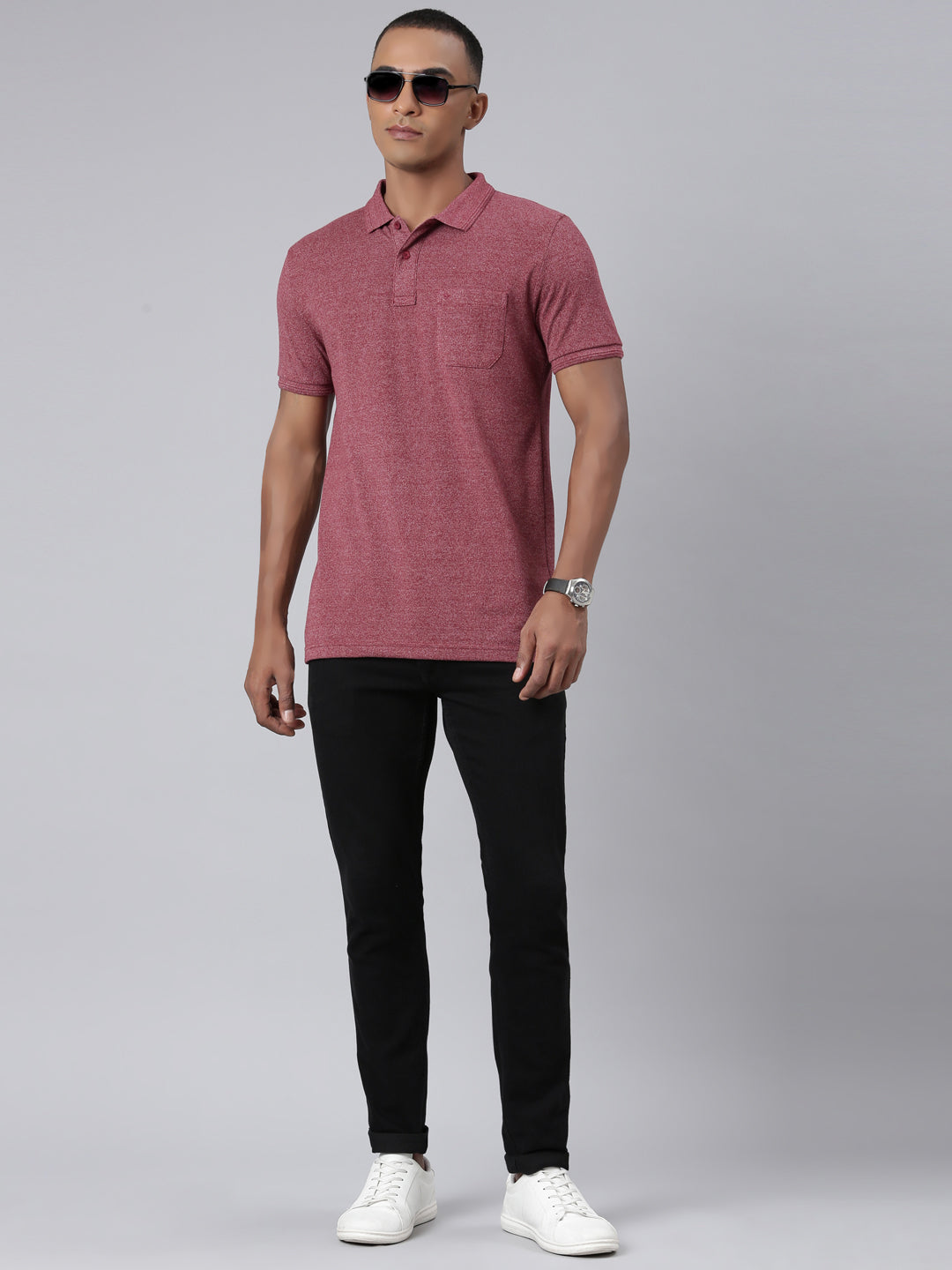 Classic Polo Mens Solid Burgundy Polo Neck Slim Fit T-Shirt | TOY-PROTEN-BURGUNDY SF P
