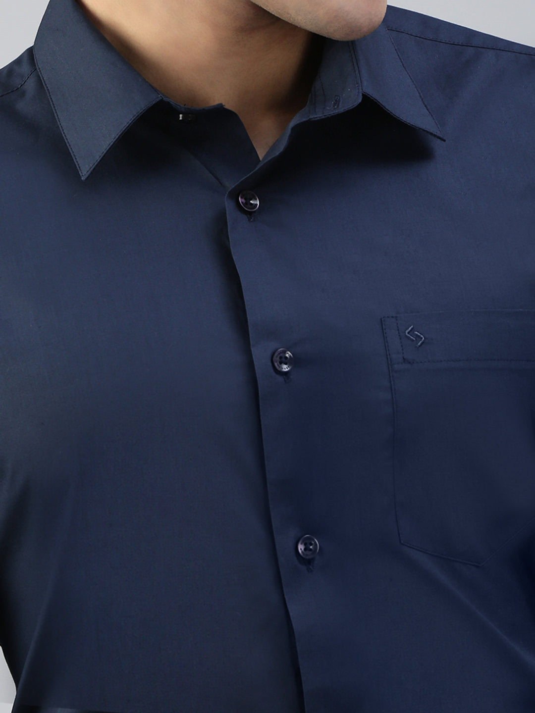 Classic Polo Men's Full Sleeve Navy Blue Polo Neck Slim Fit Solid Shirt||DAMASK-SP-NAVY SF FS