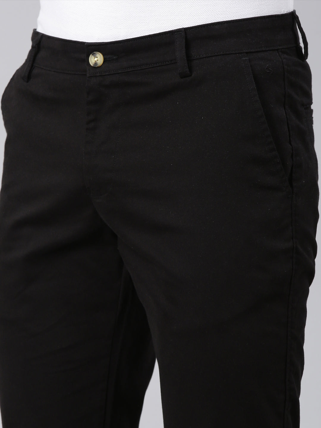 Classic Polo Men's Navy Blue Cotton Lycra Moderate Fit Trousers | TRS-CHINO-NVY MF LY