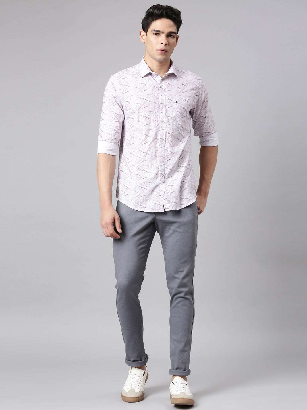 Classic Polo Men's Full Sleeve Multicolor Polo Neck Slim Fit All-Over Print Cotton Casual Shirt | SR1-CL-23 C-FS-PRT-SF