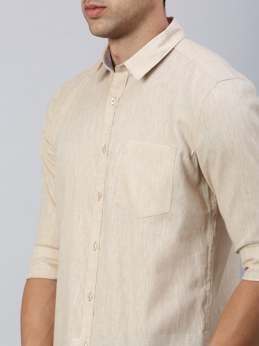 Classic Polo Men's Full Sleeve Beige Slim Fit Solid Casual Shirt | SP2-CL-24 B-FS-SLD-SF