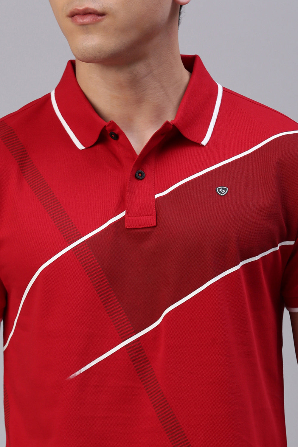 Classic Polo Men's Half Sleeve Red Polo Neck Slim Fit Printed T-Shirt