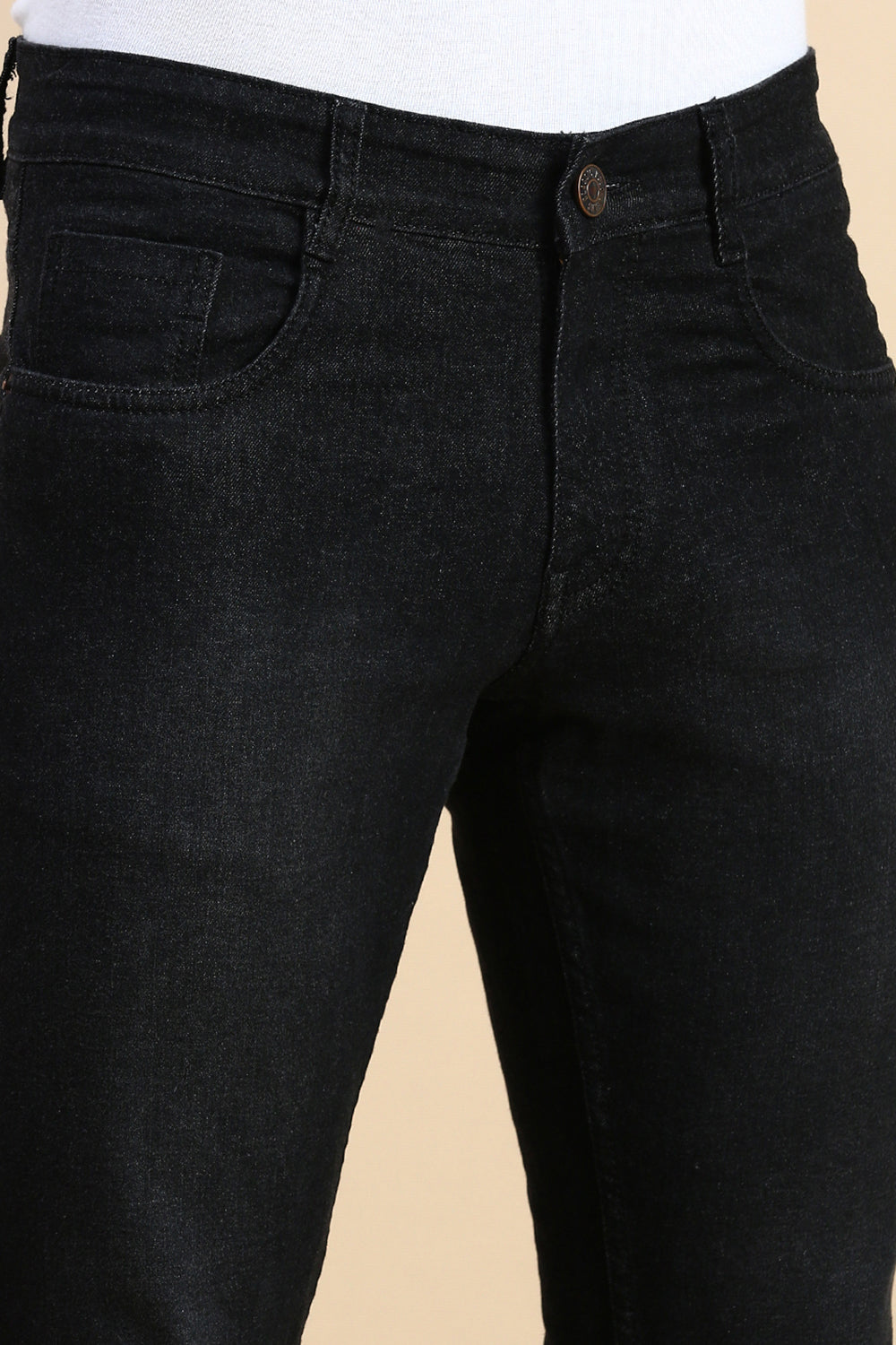 Classic Polo Men's Black Slim Fit Solid Jeans | DAZVIK-BLK-SK