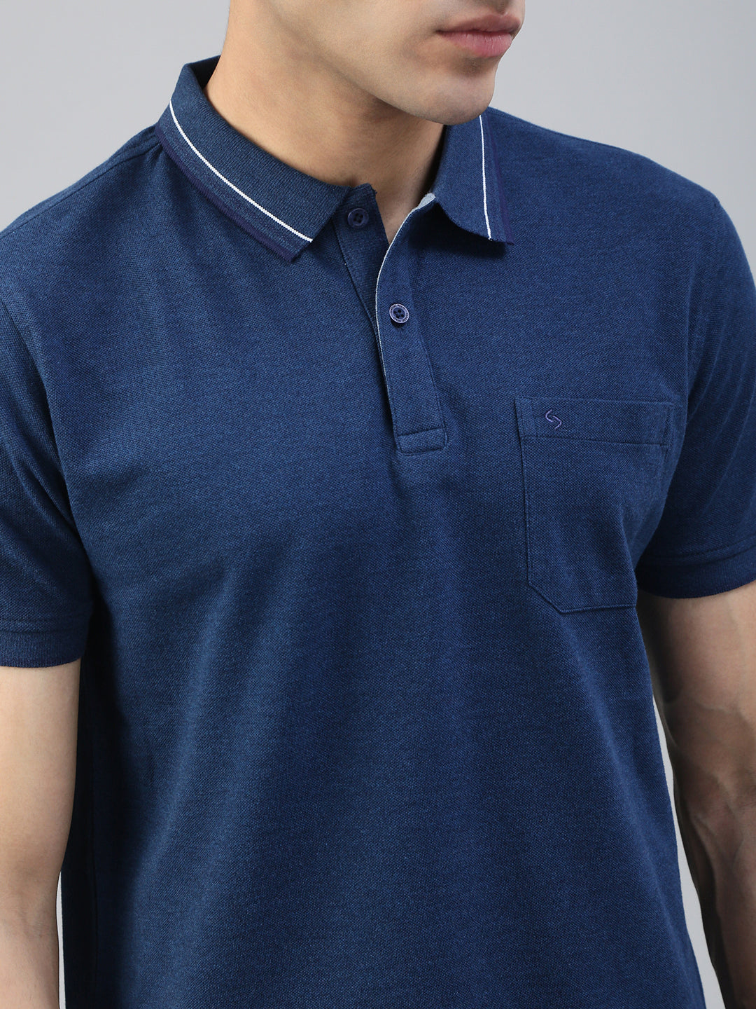 Classic Polo Men's Half Sleeve Navy Blue Polo Neck Slim Fit Solid T-Shirt||TOY-TOZA-NAVY SF P