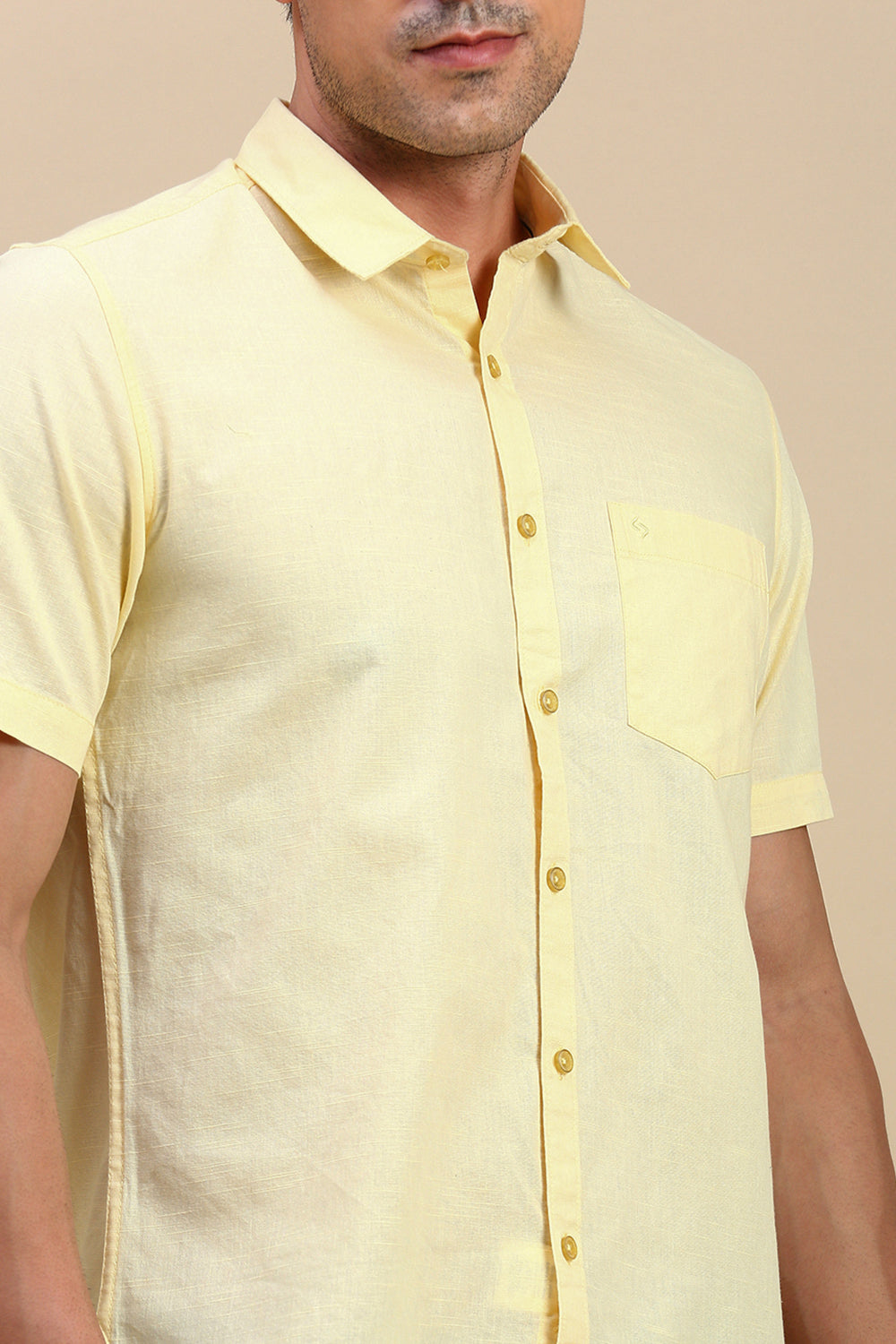 Classic Polo Men's Half Sleeve Yellow Polo Neck Slim Fit Solid Shirt | TOY-STRIVE-CREAM SF HS