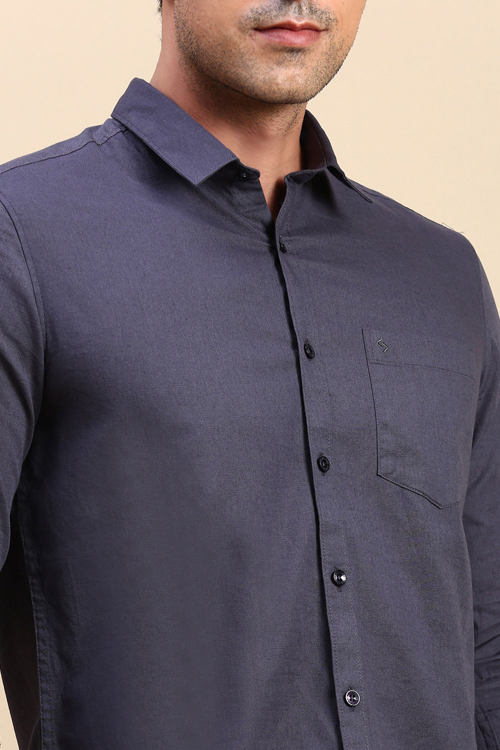 Classic Polo Men's Full Sleeve Dark Grey Polo Neck Slim Fit Solid Casual Shirt | TOY-TRALIX-D.GREY SF FS