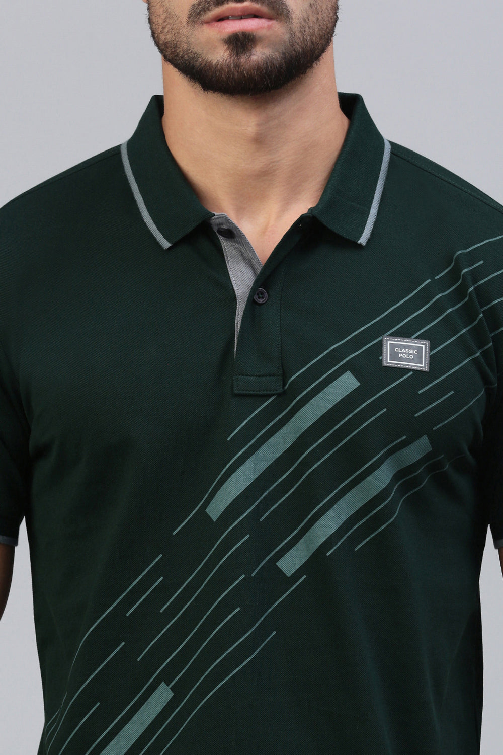 Classic Polo Men's Half Sleeve Dr.Green Polo Neck Slim Fit Printed T-Shirt