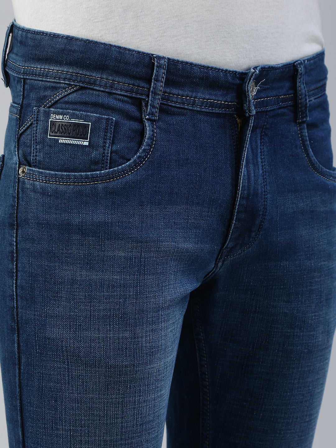 Classic Polo Men's Blue Slim Fit Solid Denim||CPDQ1-11-MBLU-AF