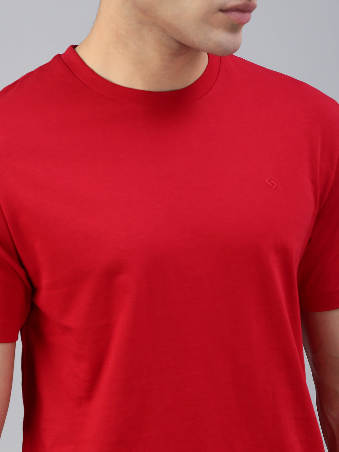 Classic Polo Men's Half Sleeve Red Round Neck Slim Fit Solid T-Shirt | TOY-KALVIK SALSA SF C
