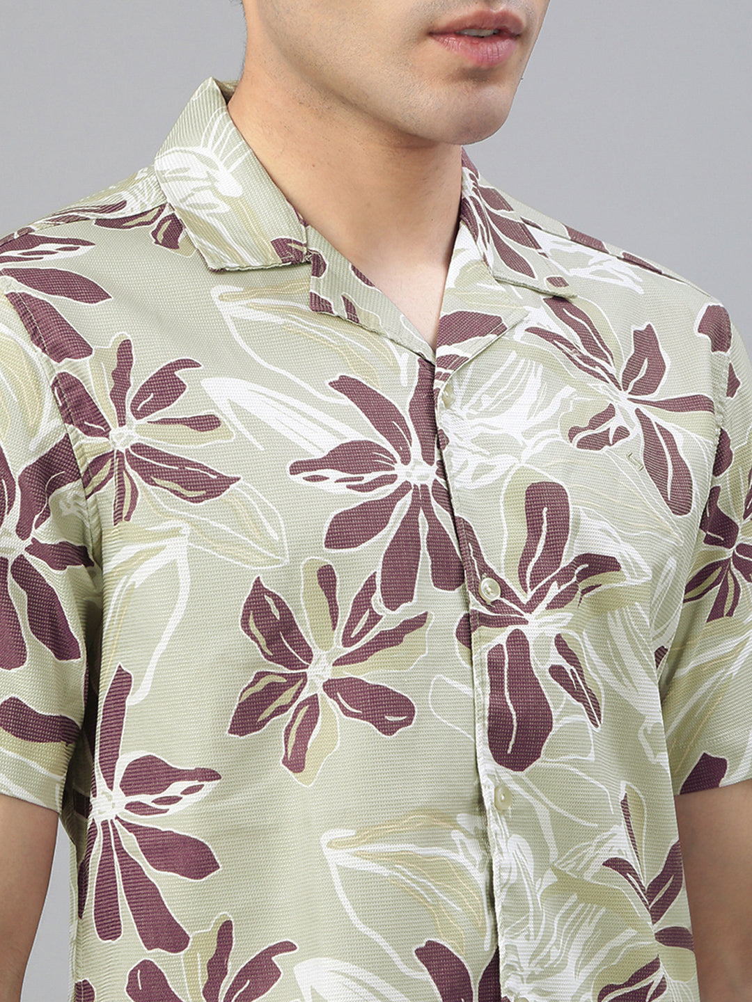 Classic Polo Men's Half Sleeve Lt.Green/Purple Polo Neck Slim Fit All Over Print Shirt||SQ1-GN-30 A-HS-PRT-SF