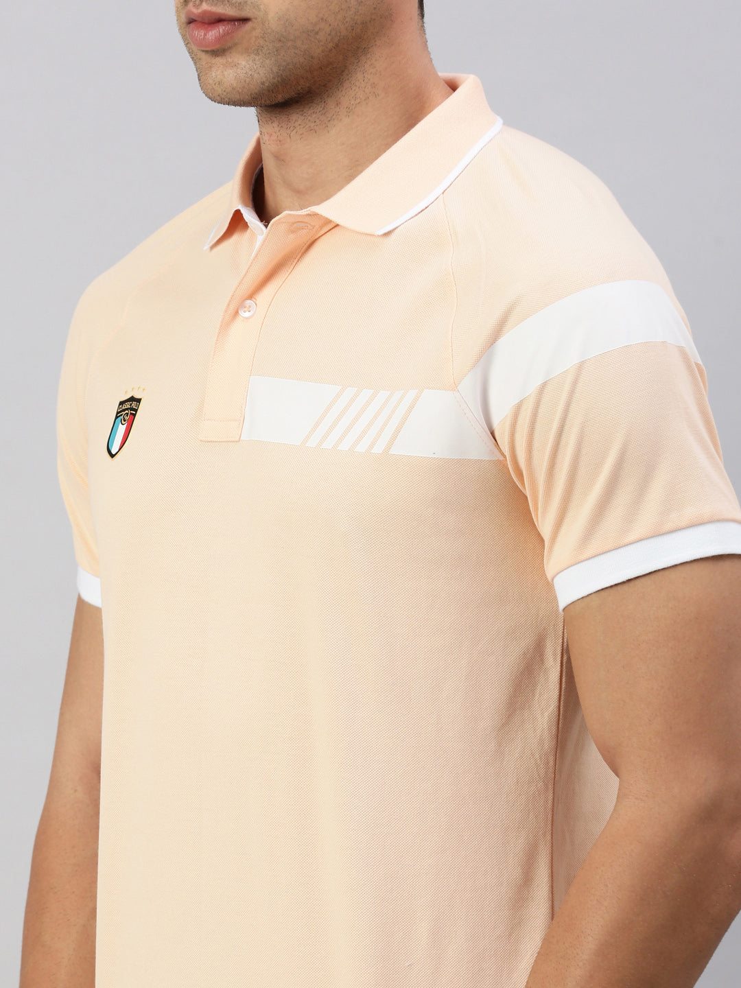 Classic Polo Men's Half Sleeve Light Orange Polo Neck Slim Fit Solid T-Shirt | GENX-POLO 27 B SF P