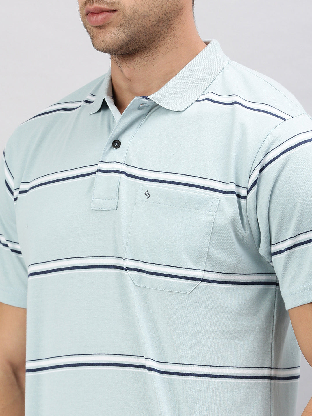 Classic Polo Men's Half Sleeve Lt. Blue Polo Neck Cotton Authentic Fit T Shirt | AVON - 586 B AF P