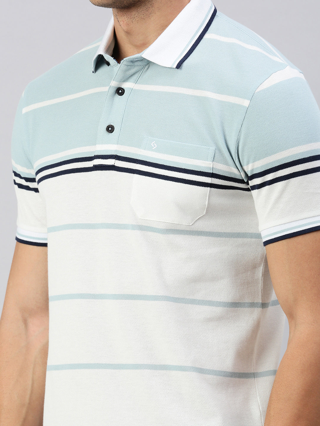 Classic Polo Men's Half Sleeve Multi Polo Neck Slim Fit Striped T-Shirt | VTA - 281 A SF P