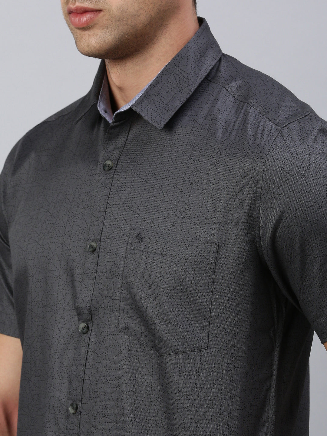 Classic Polo Men's Half Sleeve Dark Grey Slim Fit Solid Casual Shirt | SP2-CL-11 A-HS-PRT-SF