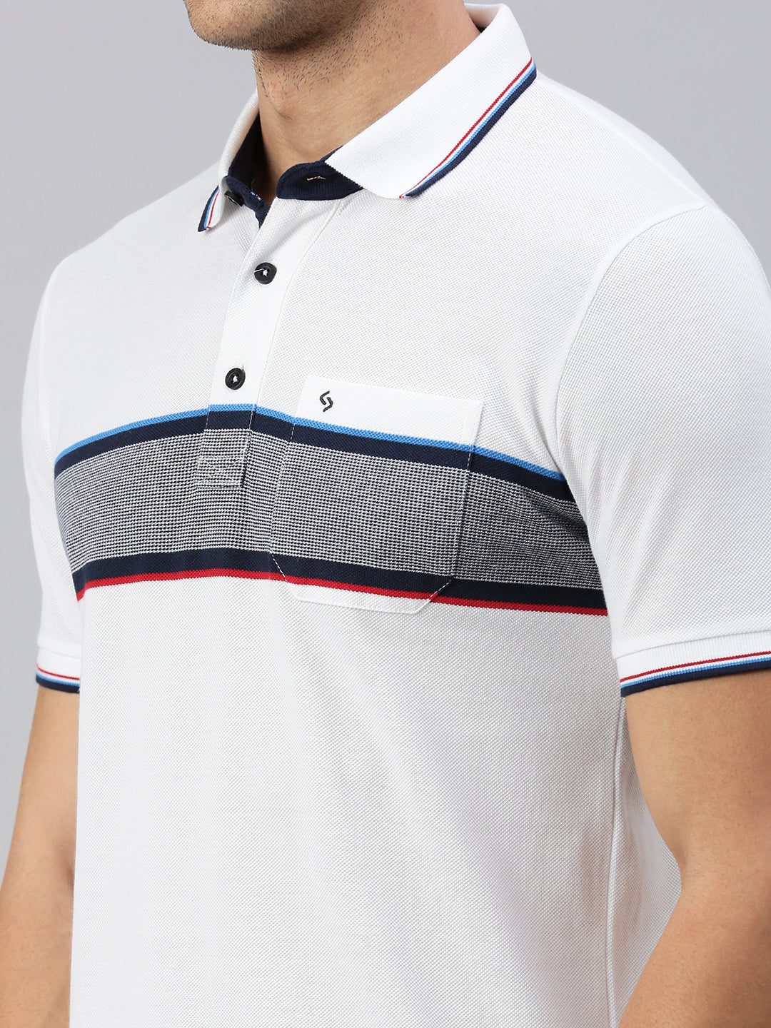 Classic Polo Men's Half Sleeve White Polo Neck Slim Fit Solid T-Shirt | VTA - 282 B SF P