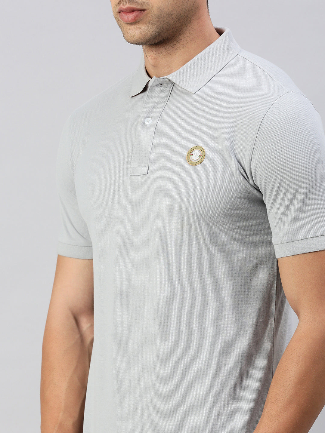 Classic Polo Men's Half Sleeve Grey Polo Neck Slim Fit Solid T-Shirt | PRM - 795 B SF P