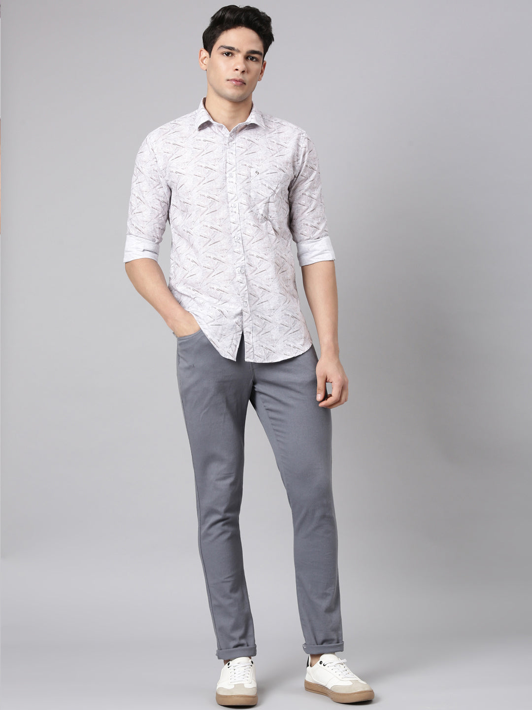 Classic Polo Men's Full Sleeve Multicolor Polo Neck Slim Fit All-Over Print Cotton Casual Shirt | SR1-CL-23 A-FS-PRT-SF